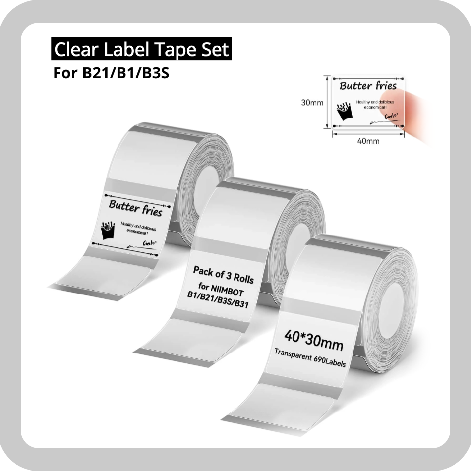 Clear Label Tape Set for B21, B1, B3S - Niimbot Online