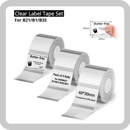 Clear Label Tape Set for B21, B1, B3S - Niimbot Online