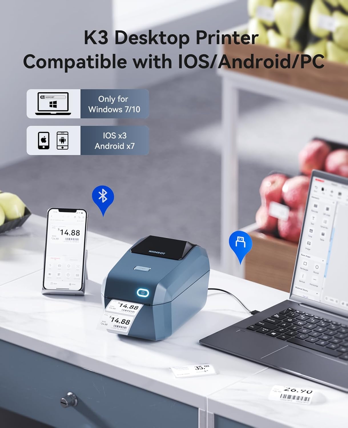 Niimbot K3 Bluetooth- Business Use Label Printers with 900 (50x30mm) Labels - Niimbot Online
